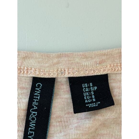 Cynthia Rowley Cream V-Neck Long Sleeve Tee Pima Cotton Blend Casual Stretch S - Picture 3 of 8